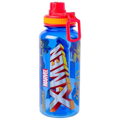 Silver Buffalo Marvel X-Men Jubilee Sentinels, Plastic Water Bottle, 32oz | Storm, Jean Grey, Rogue, Wolverine, Magneto, Cyclops, Beast, Twist Spout, Stickers, You Stick Yourself, Professor X - color: X-Men