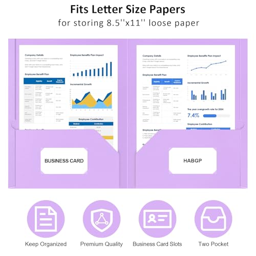 5 Pack Folders with Pockets, 5 Pastel Sweet Colors Paper Pocket Folders | Heavy Duty File Folders, with Business Card Slot, 2 Pocket Folder, for School Office, Letter Size