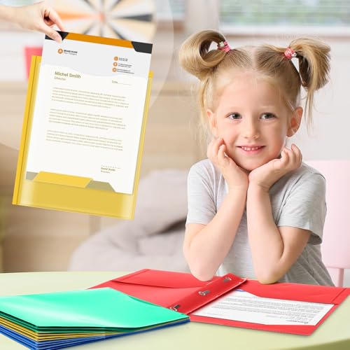 Henoyso 24 Set Take Home Folders with Clear Front Pocket, School-to-Home Communication Folder Bulk for Back to School Classroom, Heavy Duty Plastic Parent-Teacher Homework Folders (Rainbow) - color: Rainbow
