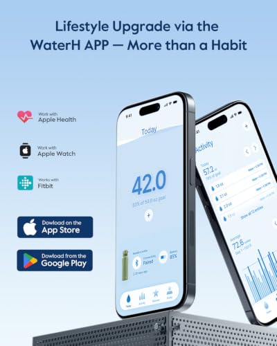WaterH BOOST Smart Water Bottle Tracker with Reminder to Drink Water, 32oz | Double Wall Vacuum Insulated Stainless Steel, BPA-Free, Leakproof, Smart App Tracking, Travel-Friendly Wide Mouth for Office - color: Green, size: 32 Ounces