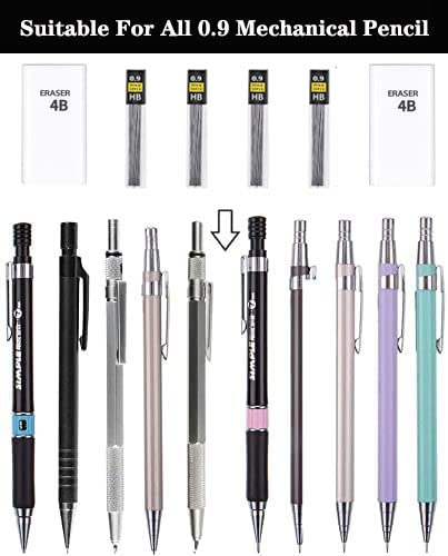 0.9 mm lead refills (680 Pcs), Unbreakable 0.9mm lead pencil refills And 2 Premium Erasers, Long Lasting HB Mechanical Pencil Lead 0.9 Refill For Students & Professionals - style: 0.9 lead refills