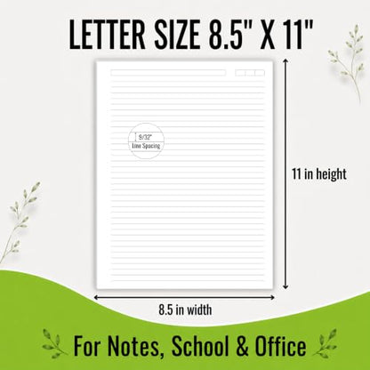 Unpunched College Ruled Loose Leaf Paper, 100 Sheets, Letter Size 8.5 x 11 Inch, 100 GSM White Lined Sheets with Subject & Date Boxes