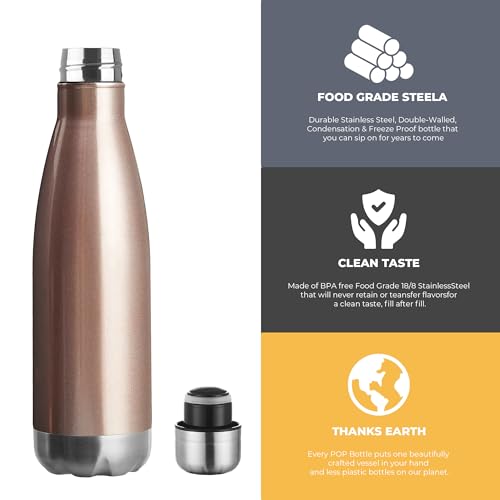 MEWAY 17oz Sport Water Bottle 8 Pack Vacuum Insulated Stainless Steel Leak-Proof Double Wall Cola Shape Water Bottle,Keep Drinks Hot & Cold (Rose Gold,8 Pack) - color: Rose Gold