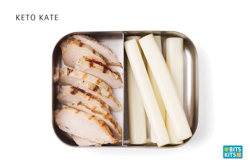 Bits Kits Stainless Steel Bento Box Lunch and Snack Container, 2 Sections | For Kids & Adults | Easily Fits In Lunchboxes | Durable Stainless Steel | Dishwasher Safe | Divides Meal & Snacks | On The Go - style: Lunch Box, 2 Sections