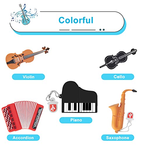 32GB USB Flash Drive Pack of 5 Pcs, BorlterClamp Thumb Drives Memory Stick with Cute Musical Instruments Pattern, USB Drive Gift for Students, Teachers and Kids - color: Musical Instruments Pattern 32GB*5