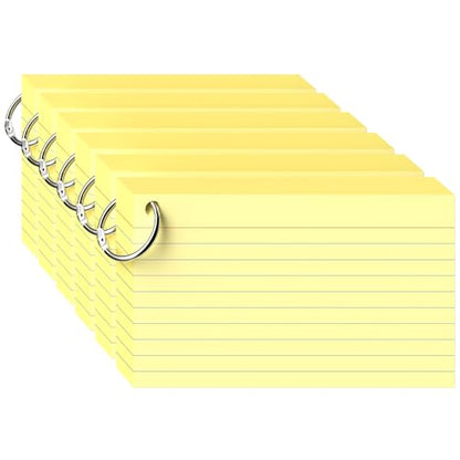 300 Count Yellow Index Cards 3x5 Inch with Ring, Heavy Weight Flash Cards, Note Taking Supplies, Portable Note Cards, Study Flashcards for Students & Teachers, Office Home School Study Supplies - color: Yellow