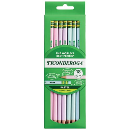 Ticonderoga Wooden Pencils, Pre-Sharpened, 2 HB Soft, Pastel Colors, 18 Count - style: 18 Count Pastel