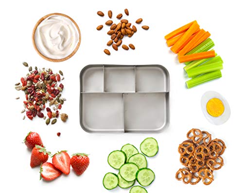 Bits Kits Stainless Steel Bento Box Lunch and Snack Container, 5 Sections | For Kids & Adults | Easily Fits In Lunchboxes | Durable Stainless Steel | Dishwasher Safe | Divides Meal & Snacks | On The Go - style: Lunch Box, 5 Sections