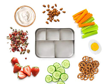 Bits Kits Stainless Steel Bento Box Lunch and Snack Container, 5 Sections | For Kids & Adults | Easily Fits In Lunchboxes | Durable Stainless Steel | Dishwasher Safe | Divides Meal & Snacks | On The Go - style: Lunch Box, 5 Sections