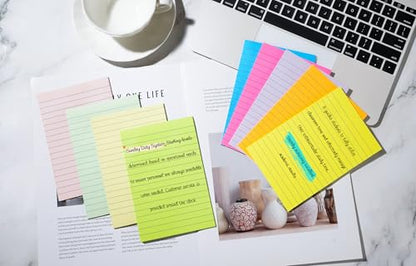 (18 Pack) Lined Sticky Notes 4x6 in Post, Self-Stick Pads Bright Colors Sticky Note, Recyclable, Easy to Post for Home, Office, School