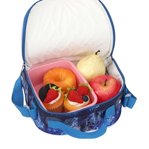 Cartoon Rolling Backpack for Boys Girls, Kids 5 Pcs Wheeled Backpack, Travel Backpack for Elementary Students (Astronaut Blue) - color: Astronaut Blue