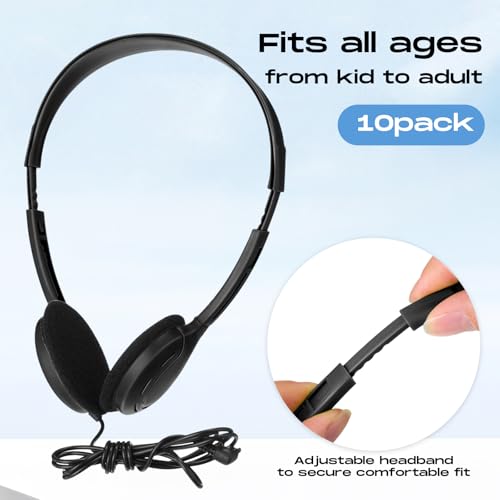 Yunsailing 30 Pack Bulk Over Ear Headphones Set On Ear Headsets Earphones with Adjustable Headband and 3.5mm Plug for Group Learning, Computer Lab, Library, Online Lesson (Black) - color: Black
