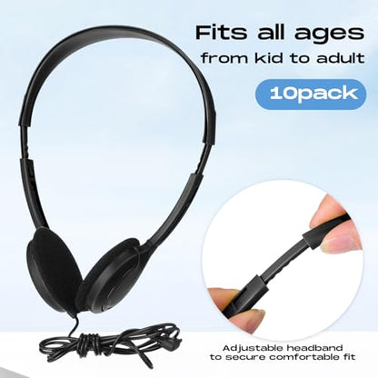 Yunsailing 30 Pack Bulk Over Ear Headphones Set On Ear Headsets Earphones with Adjustable Headband and 3.5mm Plug for Group Learning, Computer Lab, Library, Online Lesson (Black) - color: Black