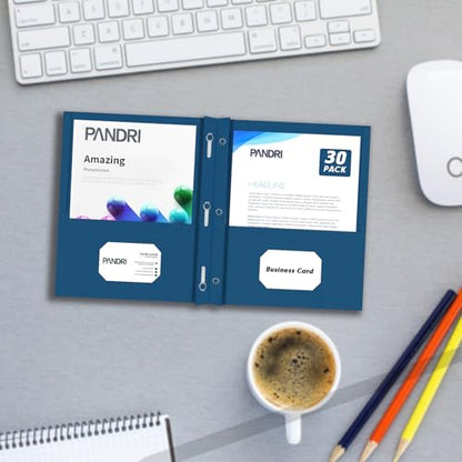 Two Pocket Folders, PANDRI 30 Pack Two Pocket Folders with Prongs, 3 Prong Folders Designed for Office and Classroom, Letter Size Darkblue - color: Darkblue