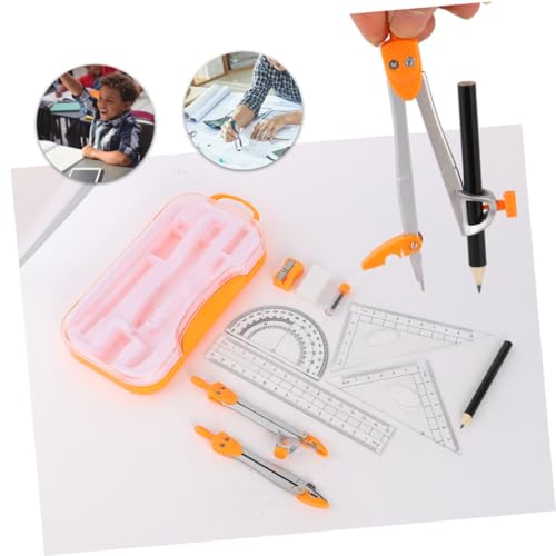 MAGICLULU Metal Drawing Compass Set for Students, 10pcs Geometry Drawing Kit with Math Rulers and Compasses, Sturdy Metal Material, Suitable for School Exams and Drafting Random Color
