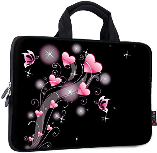 iColor 14 15 15.4 15.6 inch Laptop Bag Case Handle chromebook case Sleeve Computer Protect Case Pouch Holder Notebook Sleeve Neoprene Chromebook Cover Soft Carring Travel Case Pink Heart ICB-19 - color: ICB-19