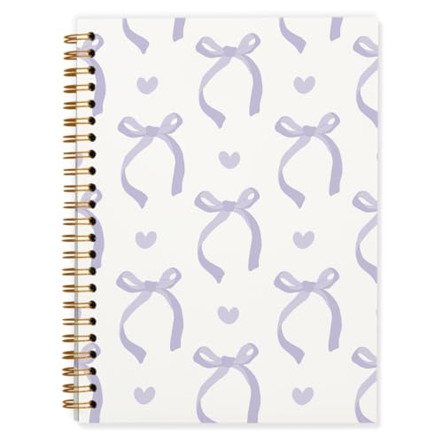 QUICQOD Preppy Purple Bow Spiral Notebook Journal for Teen Girls and Women | Cute Purple School Supplies for Girls, Coquette Hardcover Lined Notebook for Note Taking 5.5x8.3 Inch - color: Purple1