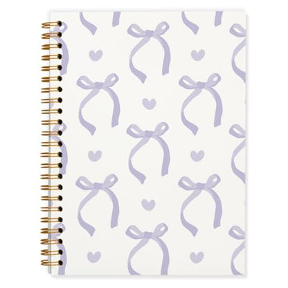 QUICQOD Preppy Purple Bow Spiral Notebook Journal for Teen Girls and Women | Cute Purple School Supplies for Girls, Coquette Hardcover Lined Notebook for Note Taking 5.5x8.3 Inch - color: Purple1