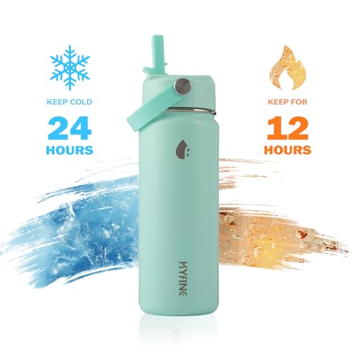 Stainless Steel Water Bottle with Straw Lid, 18oz Insulated Vacuum Bottle with Carrying Loop, Dishwasher Safe，uitable for use in schools, Offices, and outdoor activities (GREEN) - color: Green