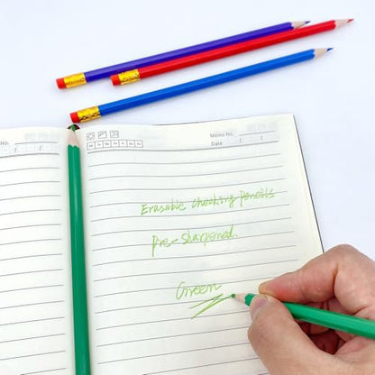 24 Pcs Erasable Checking Pencils, Pre-Sharpened, for Marking, Coloring, Tests, Grading, Office, (Green) - color: Green