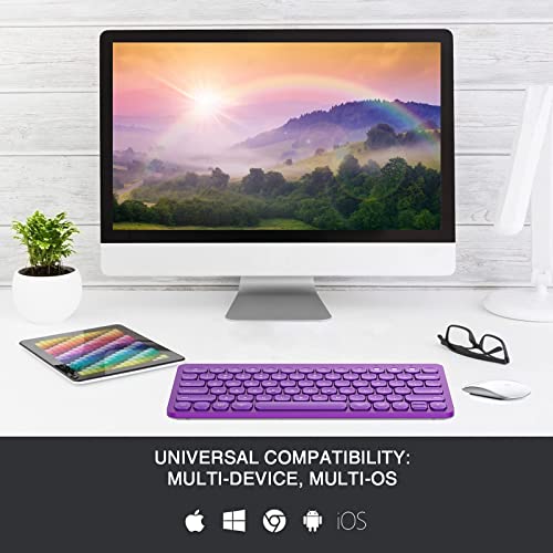 Wireless Keyboard, Bluetooth Keyboard, Multi-Device Ergonomic, Wireless, Compatible with Laptop/PC/Notebook/MacBook/Computer, for iPhone/iPad/iPad mini/iPad Air/Smart TV - color: PL