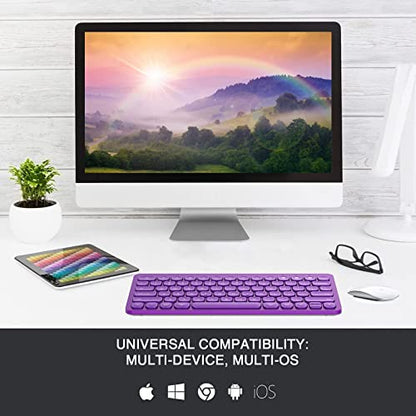 Wireless Keyboard, Bluetooth Keyboard, Multi-Device Ergonomic, Wireless, Compatible with Laptop/PC/Notebook/MacBook/Computer, for iPhone/iPad/iPad mini/iPad Air/Smart TV - color: PL