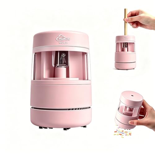 Rechargeable 2-in-1 Electric Pencil Sharpener with Desktop Vacuum, Cordless Automatic Sharpener with Visual Large Capacity Shavings Bin, Extra Replacement Blade for Students Artists Home Office, Pink - color: Pink