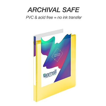 Samsill Durable 0.5 inch 3 Ring Binder, D Ring Binder, 100% Recycled Chipboard, Yellow - color: Yellow, size: 1 Pack, style: 0.5 Inch