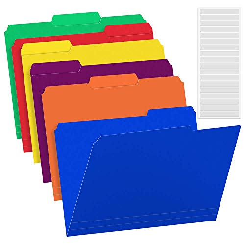 Sooez 18 Pack Plastic File Folders Colored with Sticky Labels, Letter Size Colored File Folders with Erasable 1/3-Cut Tab, Stronger Than Manila File Folder, Perfect for Organization, Assorted Color
