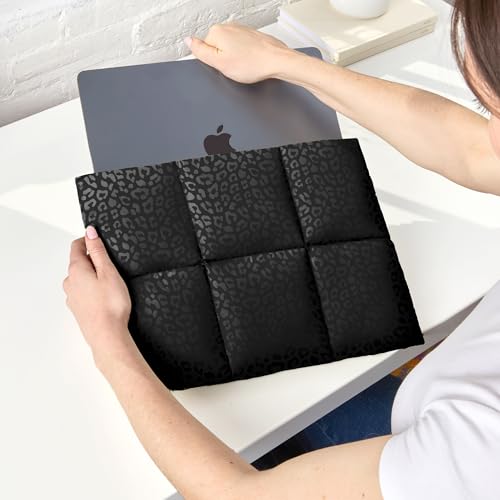 Vandel Puffy Laptop Sleeve 13 inch - 14 inch Waterproof Laptop Sleeve Case, Compatible with 13 inch MacBook Air/Pro 13 / MacBook Pro 14, iPad Pro 12.9, 13.3 in HP Dell, Air Case, Computer Bag Cover - color: r. Grid Black Leopard