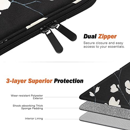 MoKo 9-11 Inch Tablet Sleeve Bag Carrying Case with Accessory Pocket | Fits iPad Air 11-inch M4, iPad Pro 11-inch M5, iPad A16 11-inch and Tab S9/S8 11-inch, Black&White Magnolia - color: Black & White Magnolia, size: 9-11 Inch