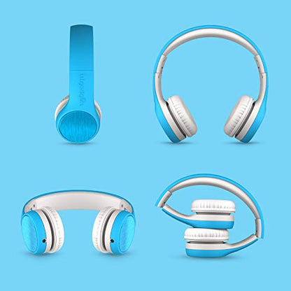 LilGadgets Connect+ Style On-Ear Kids Headphones with Microphone - SharePort Technology, SoftTouch Padding, Detachable Cable, Volume Limiting, Durable & Adjustable - Blue - color: Blue