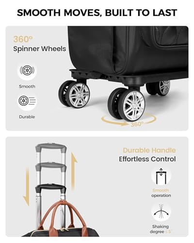 Ytonet Rolling Backpack for Women, 15.6 In Rolling Laptop Backpack with 4 Spinner Wheels, 2 In 1 Roller Travel Backpacks with Detachable Trolley, Carry On Rolling Laptop Bag for College Business Work - color: Beige Brown