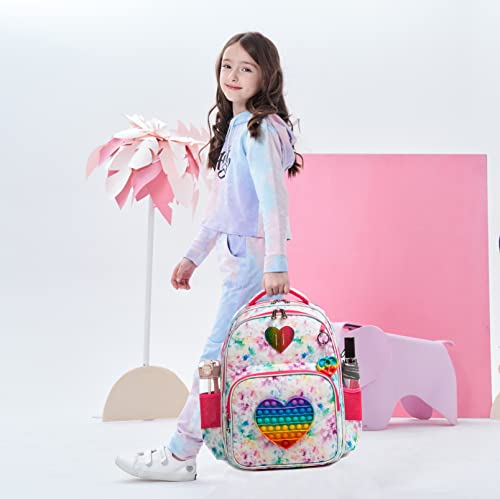 Backpack for Girls Elementary Preschool Kids Lunch Box for School - color: Love Bag