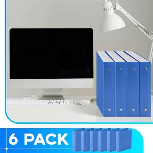 Henoyso 6 Pcs Plastic 2 Inch Mini 3 Ring Binders Fits 5.5" x 8.5" Paper, Holds(Capacity 375 Sheets), Flexible Three Round Rings Small Blue A5 Binders Bulk for School, Office Use, Photo Album - color: Blue, size: 2 Inch