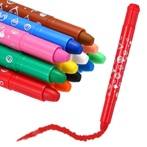 MECCANIXITY Twist Crayons, Twist Crayons Gel Watercolor Set Washable Silky Smooth for Arts Drawing DIY Craft Project Coloring Supplies Gift(12 Colors, Pack of 12) - color: 12 Colors