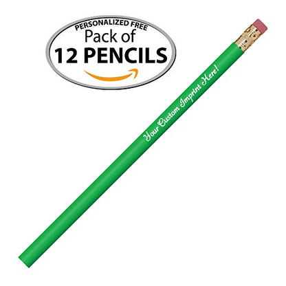 Express Pencils Personalized Pencils Round Custom Imprinted with your Name - Text - Logo - Message- 12 pkg - Includes Personalization Great Gift Idea (Bright Green) - color: Bright Green