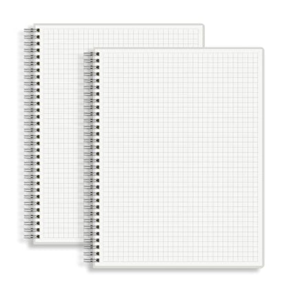 Large Graph Ruled Wirebound Spiral Notebook, 8.5 x 11 Inches, 1/4 Inch Grid (4 sq/in) Paper Pad, Premium 100gsm Ivory White Acid-Free Paper, 128 Squared/Grid Pages per Notebook (Pack of 2)