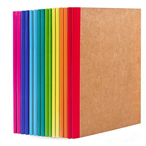 feela 16 Pack Composition Notebooks Bulk, Kraft Cover Lined Blank College Ruled Composition Travel Journals with Rainbow Spines For Women Students Business, 60 Pages, 8.3”x 5.5”, A5, 8 Colors - color: Multicolor 8 Colors X2