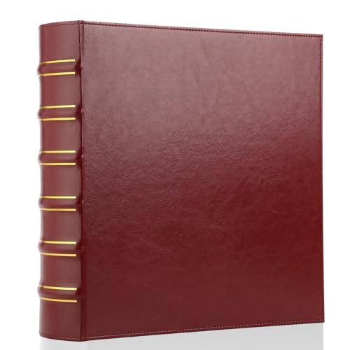 LETVPVOW Vintage Hardback 3 Ring Binder 2 Inch, Professional Leather Binder 3 Ring, Three Ring Binders Fits 8.5" x 11", D Ring Binders for Photo Album, Home, School and Office Supplies- Dark Red - color: Red, size: 2 Inch, style: 1 PCS