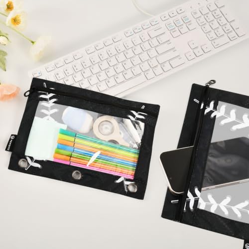 Gredecor 3 Ring Binder Pencil Pouch, Ball Softball Basebal Laces (6) Zippered Pen Case Pouches with Clear Window, 2 Pack Stylish Office & School Supplie - color: Ball Softball Basebal Laces (6)