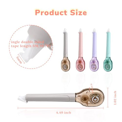 Temiary 4 Pcs White Correction Tape Pens, 6M/256" x 0.2" Smooth Pull Out Tape Pen, Easy to Use Applicator for Instant Corrections Back to School Office Supplies (Morandi)