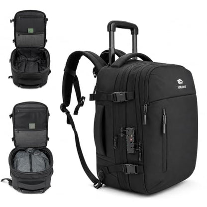 Rolling Backpack Travel, Expandable Suitcase with Lock,USB C Ports | Anti-Theft,Waterproof,58-72L Compression Carry On Luggage,Roller Backpack with Hinomoto Wheels,YKK zippers,for Flight, Trips - size: Large
