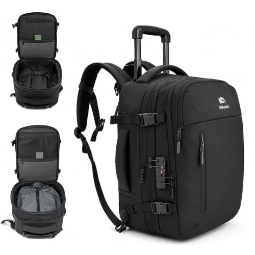 Rolling Backpack Travel, Expandable Suitcase with Lock,USB C Ports | with Vacuum pump,Anti-Theft,Waterproof,58-92L Compression Carry On Luggage,Roller Backpack with Hinomoto Wheels,YKK zippers - size: X Large