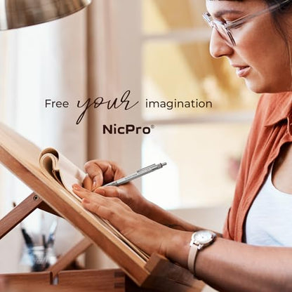 Nicpro Blocky Gear 0.3 mm Mechanical Pencils Set in Case | Metal Pencil with 120 PCS Lead Refills, Eraser for Professional & Adult Art Writing Drafting Drawing - size: 0.3 mm