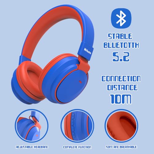 Mokata Kids Headphones Bluetooth 5.3 Wireless Lightweight Fast Charging 68 Hours Play Time Volume Limited 85/94dB Over Ear Foldable with Built-in Mic for Toddler Boy Girl Tablet Pad Blue - color: Blue