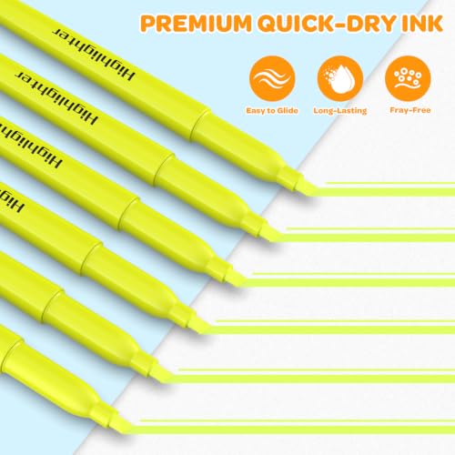 48 Count Yellow Highlighters Bulk - Chisel Tip, No Bleed & Quick Dry, Ideal for Note Taking, Studying, School, Office, Student & Teacher Supplies - color: Yellow
