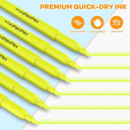 48 Count Yellow Highlighters Bulk - Chisel Tip, No Bleed & Quick Dry, Ideal for Note Taking, Studying, School, Office, Student & Teacher Supplies - color: Yellow