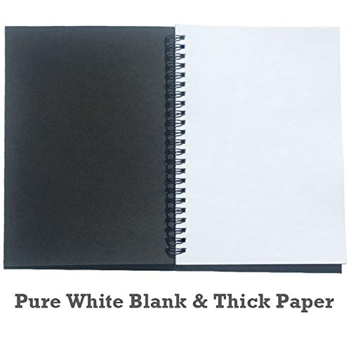 Twinkle Spiral Notebook, 3Pack Spiral Journal, Thick Pure White Paper 120 Pages Wirebound Notebooks, Sketch Pads& Planner（Black - color: Black