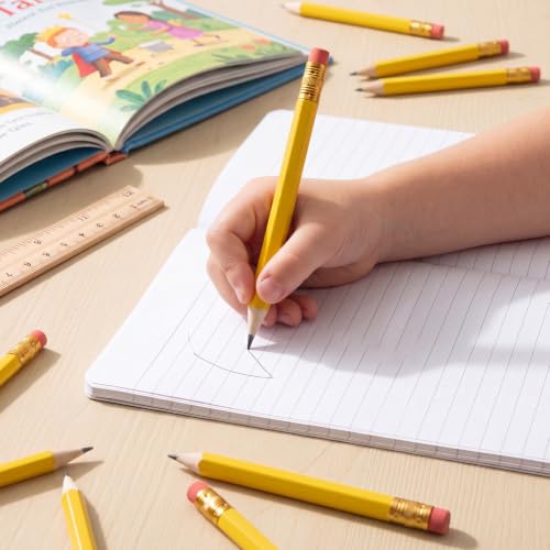 Outus 72 Pieces Golf Pencils Half Pencils with Eraser Mini Bulk Short #2 HB Pre Sharpened for Bridal Shower Wedding Office(Pale Yellow) - color: Pale Yellow